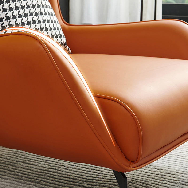 Fixed Back Lounge Chair Leather Side Chair with Black Metal Legs Clearhalo 'Accent Chairs' 'accent_chairs' 'Chairs & Seating' 'furn' 'furn_accent_chairs' 'Furniture' 'Living Room Furniture' 7593832