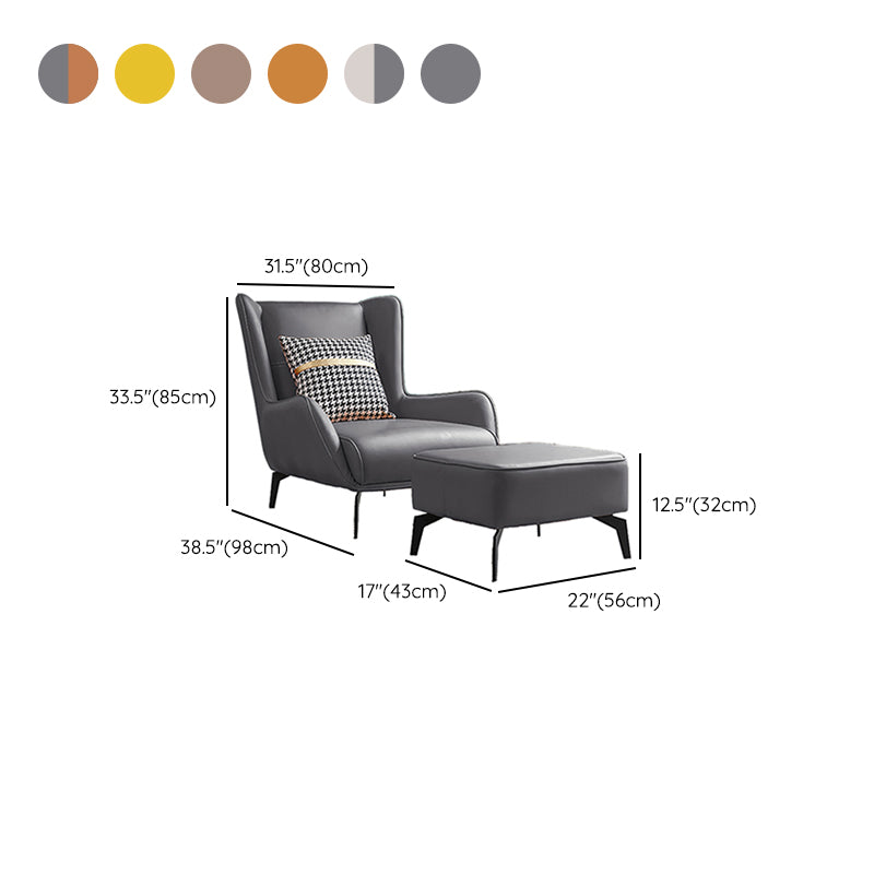 Fixed Back Lounge Chair Leather Side Chair with Black Metal Legs Clearhalo 'Accent Chairs' 'accent_chairs' 'Chairs & Seating' 'furn' 'furn_accent_chairs' 'Furniture' 'Living Room Furniture' 7593841