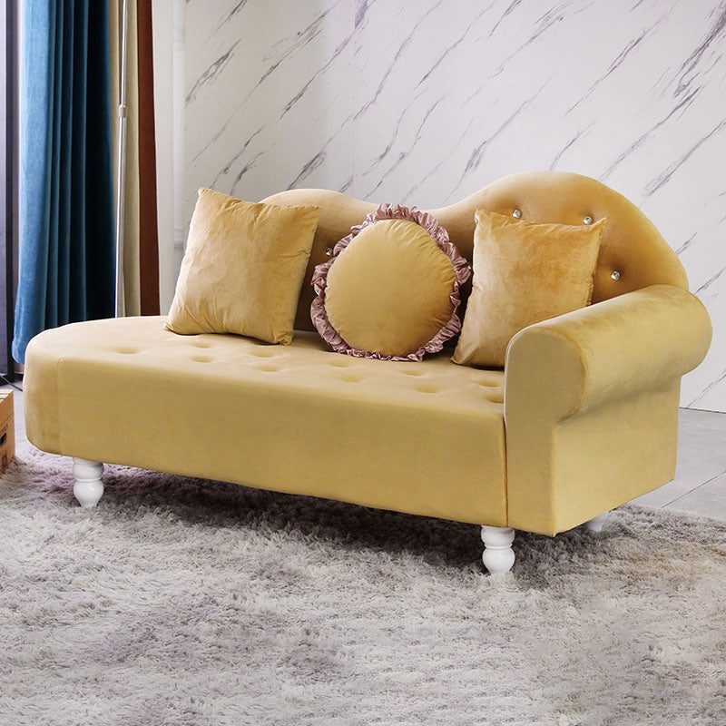 French Country Upholstered Chaise Lounge Couch Velvet Chaise Lounge 63"L x 25"W x 34"H Ginger Left-Arm Chaise Clearhalo 'Chairs & Seating' 'Chaise Lounge' 'chaise_lounge' 'furn' 'furn_chaise_lounge' 'Furniture' 'Living Room Furniture' 7593843