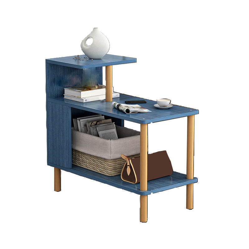 Madera de madera de 4 patas Fin de la mesa del extremo lateral moderno con estante