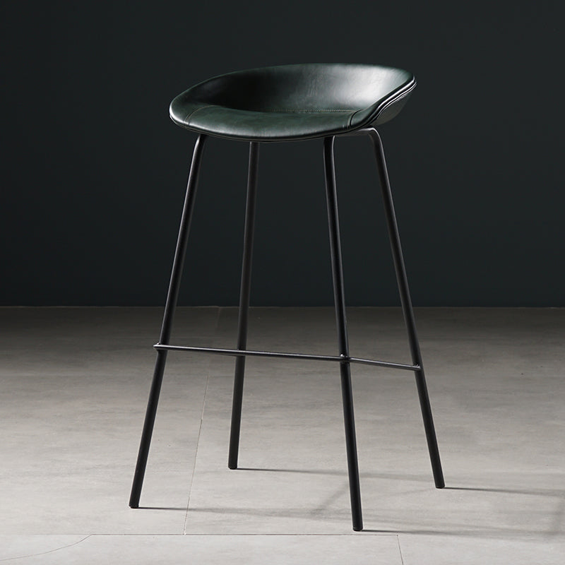 Taburete moderno de cuero falso de cuero de cuero sin respaldo con reposapiés