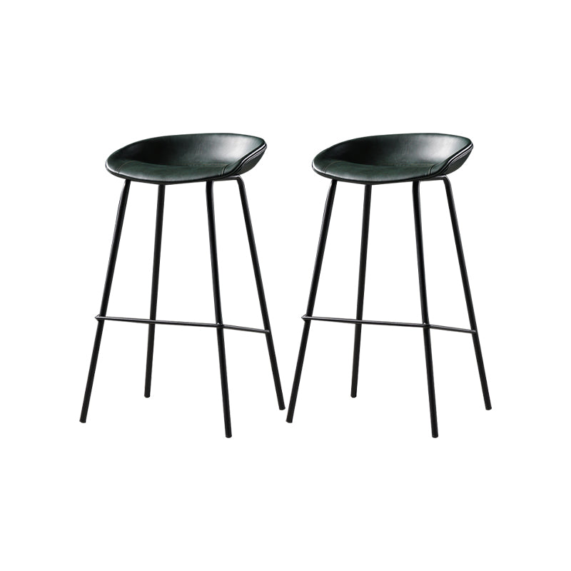 Taburete moderno de cuero falso de cuero de cuero sin respaldo con reposapiés