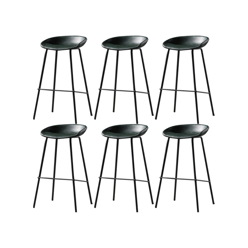 Taburete moderno de cuero falso de cuero de cuero sin respaldo con reposapiés