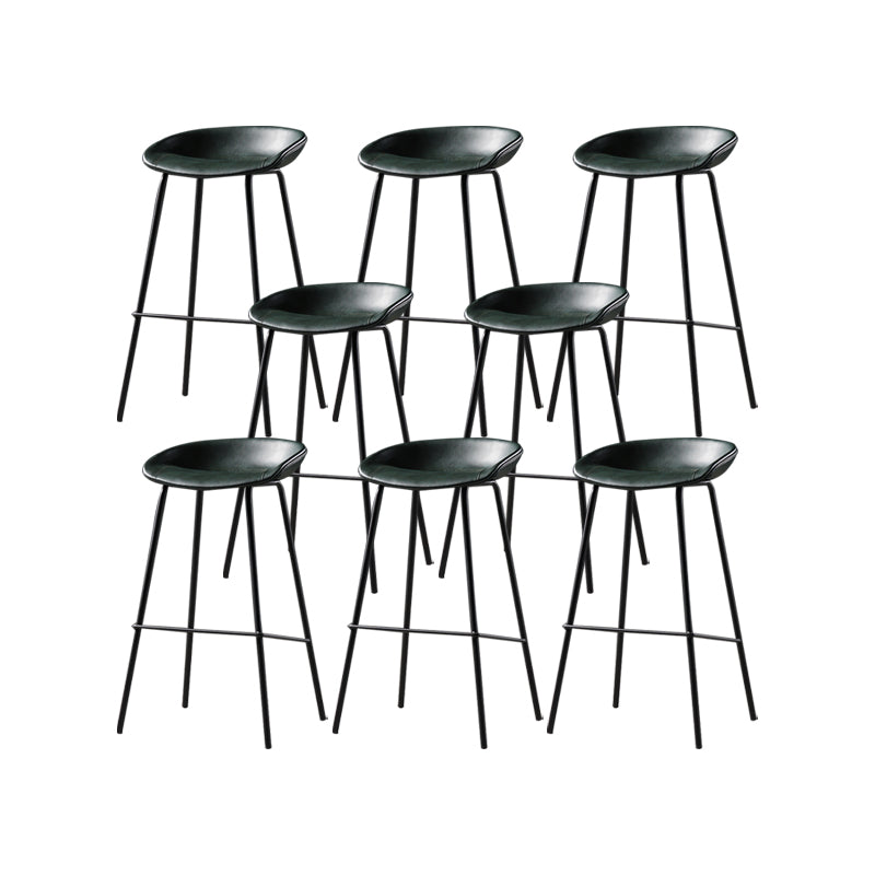 Taburete moderno de cuero falso de cuero de cuero sin respaldo con reposapiés