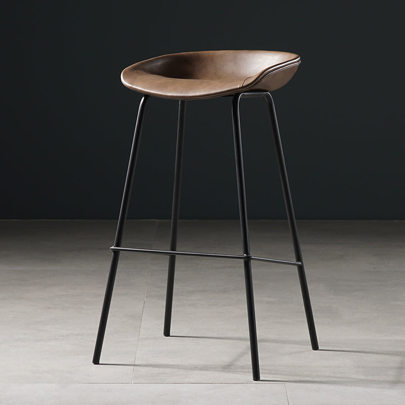 Taburete moderno de cuero falso de cuero de cuero sin respaldo con reposapiés