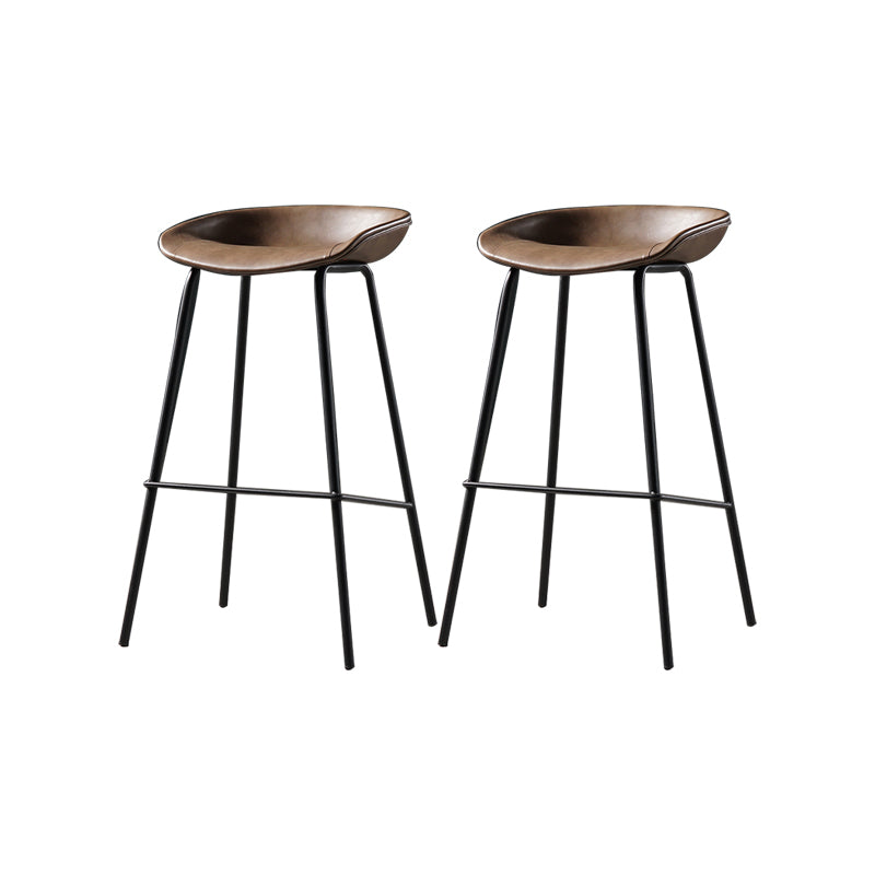 Taburete moderno de cuero falso de cuero de cuero sin respaldo con reposapiés