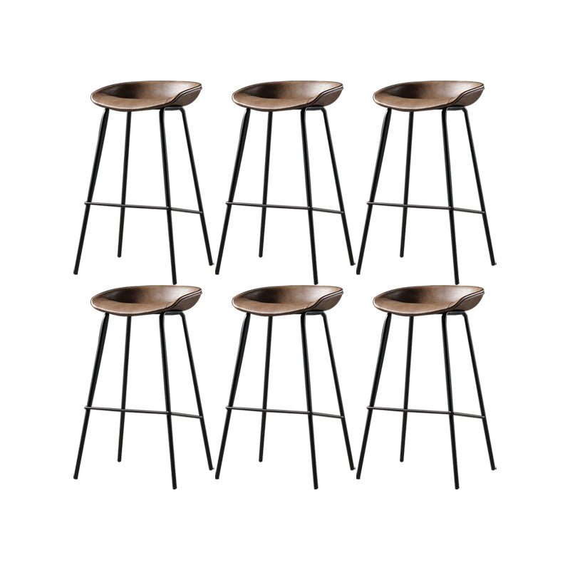 Taburete moderno de cuero falso de cuero de cuero sin respaldo con reposapiés