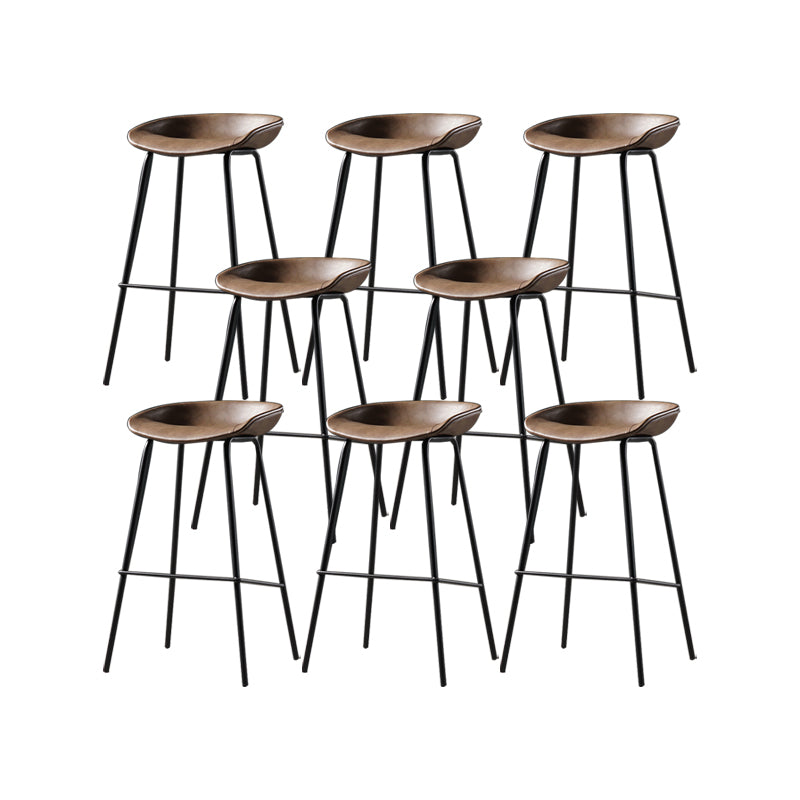 Taburete moderno de cuero falso de cuero de cuero sin respaldo con reposapiés