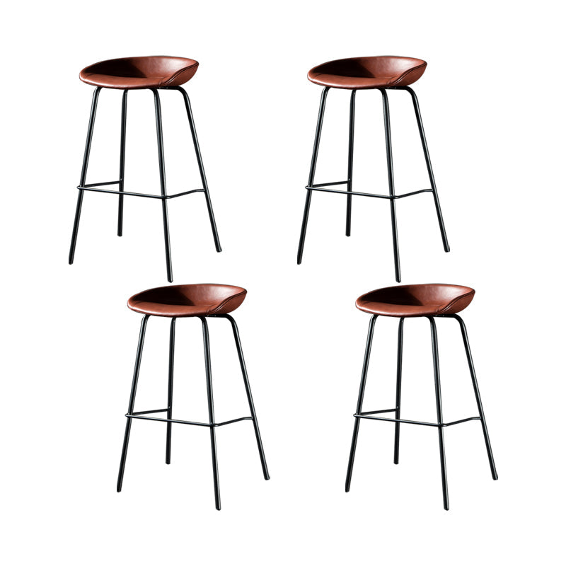 Taburete moderno de cuero falso de cuero de cuero sin respaldo con reposapiés