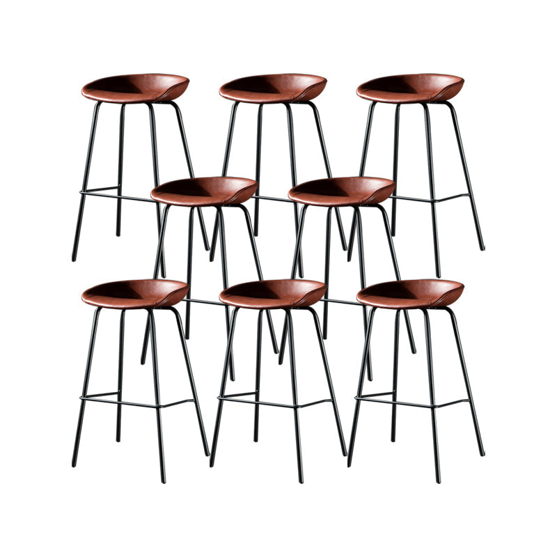 Taburete moderno de cuero falso de cuero de cuero sin respaldo con reposapiés