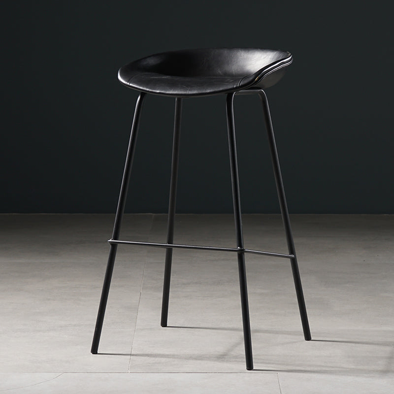 Taburete moderno de cuero falso de cuero de cuero sin respaldo con reposapiés