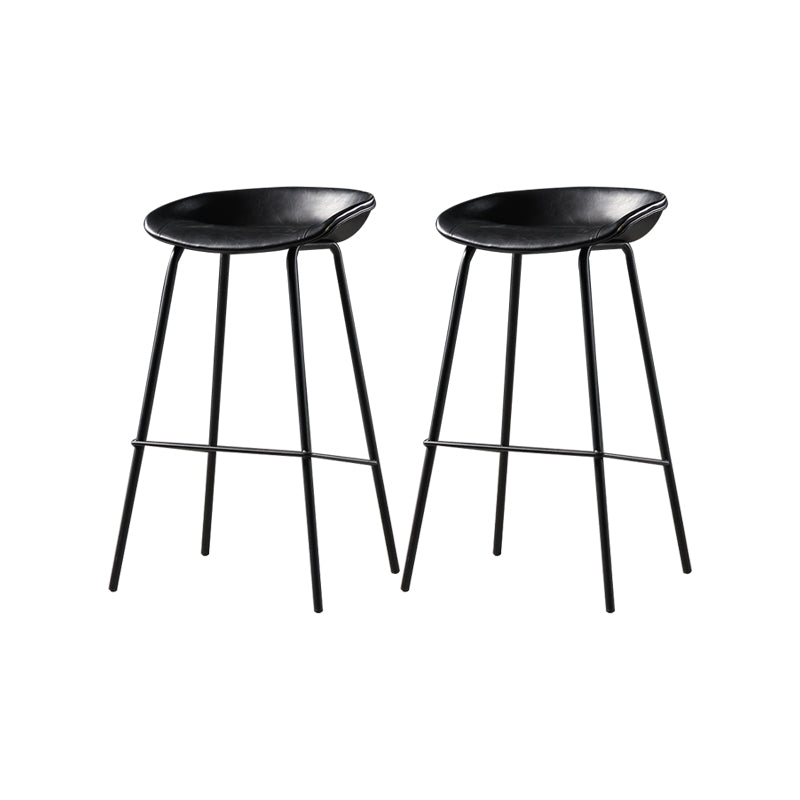 Taburete moderno de cuero falso de cuero de cuero sin respaldo con reposapiés