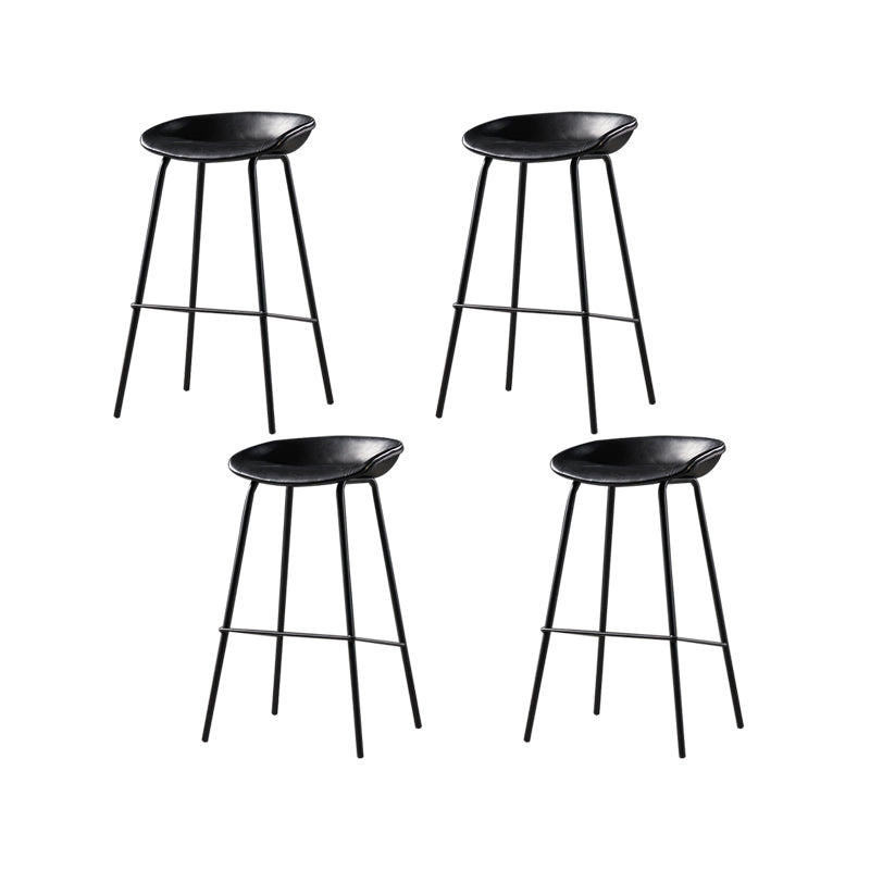 Taburete moderno de cuero falso de cuero de cuero sin respaldo con reposapiés