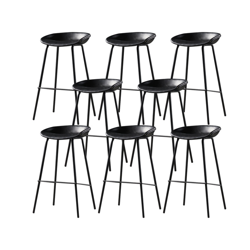 Taburete moderno de cuero falso de cuero de cuero sin respaldo con reposapiés