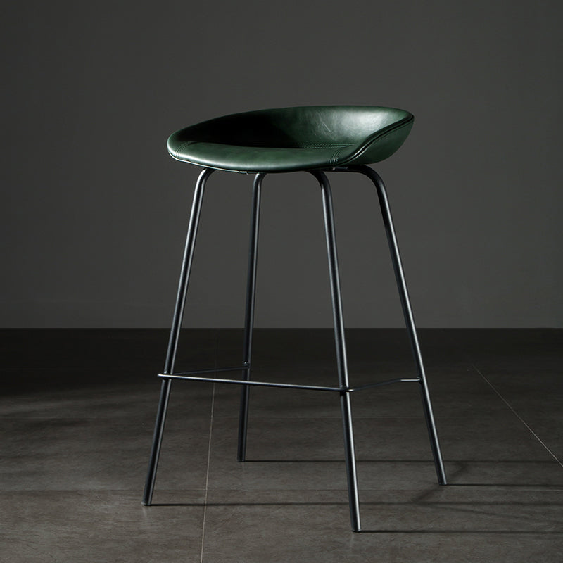 Taburete moderno de cuero falso de cuero de cuero sin respaldo con reposapiés