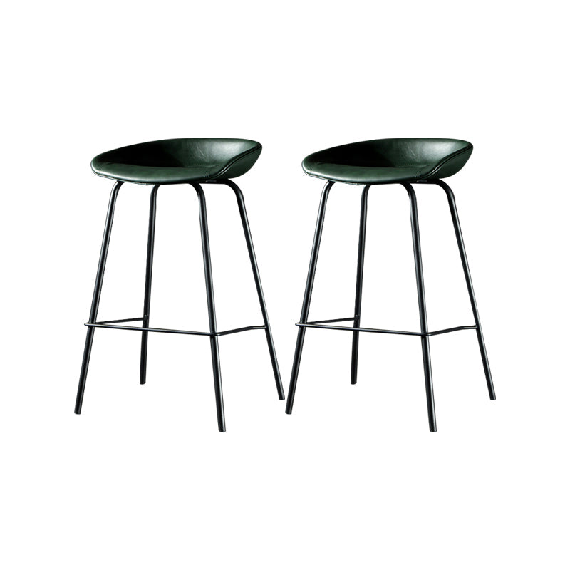 Taburete moderno de cuero falso de cuero de cuero sin respaldo con reposapiés