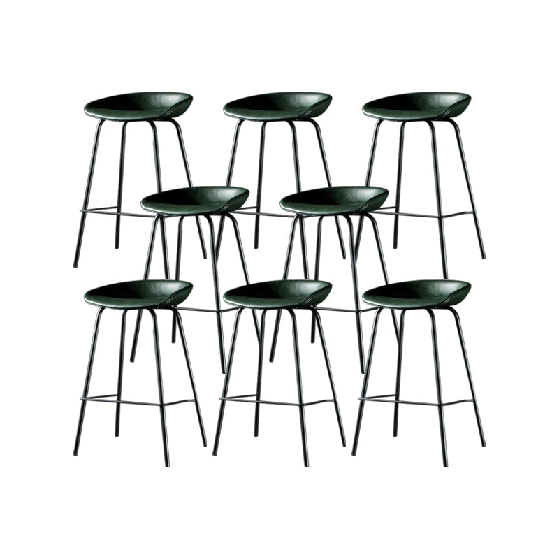 Taburete moderno de cuero falso de cuero de cuero sin respaldo con reposapiés