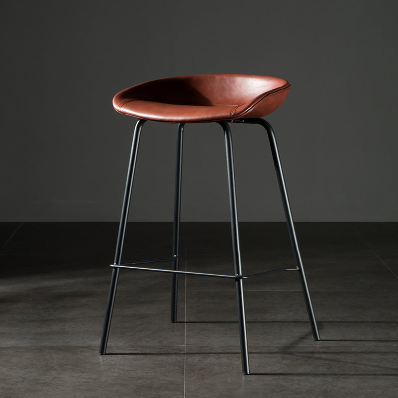 Taburete moderno de cuero falso de cuero de cuero sin respaldo con reposapiés