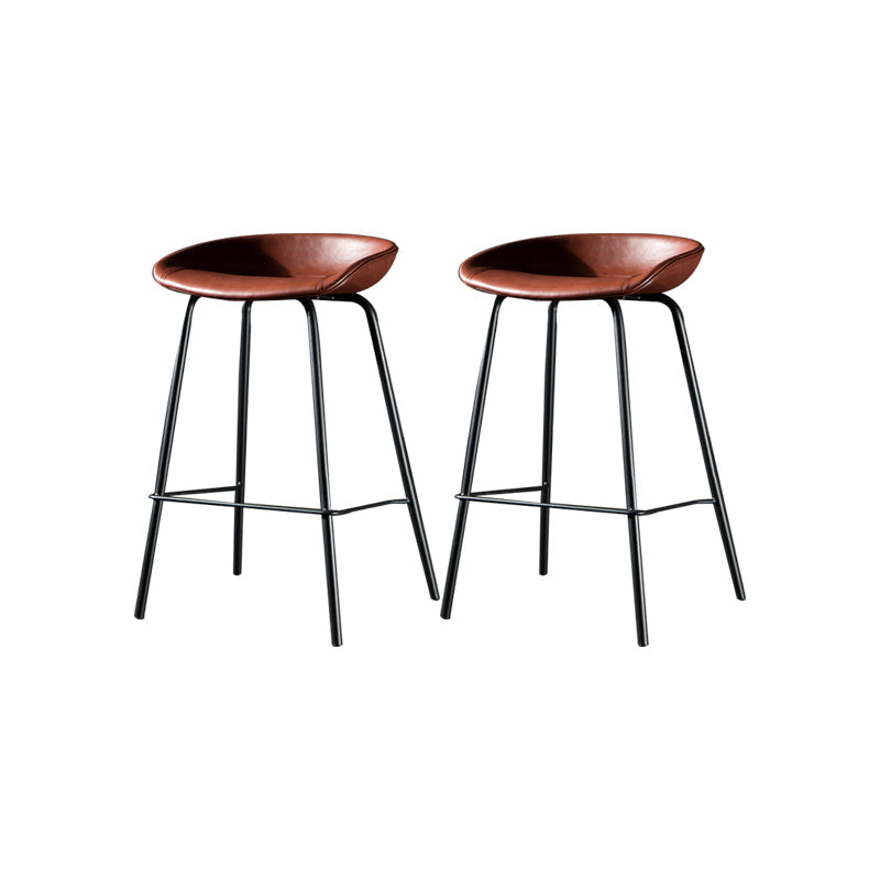 Taburete moderno de cuero falso de cuero de cuero sin respaldo con reposapiés