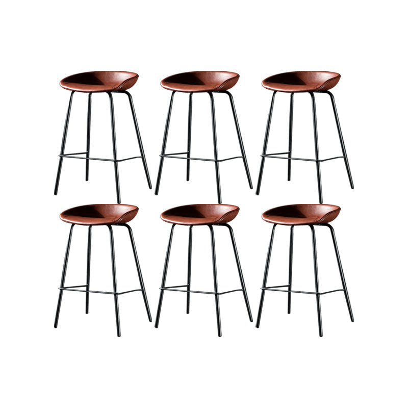 Taburete moderno de cuero falso de cuero de cuero sin respaldo con reposapiés