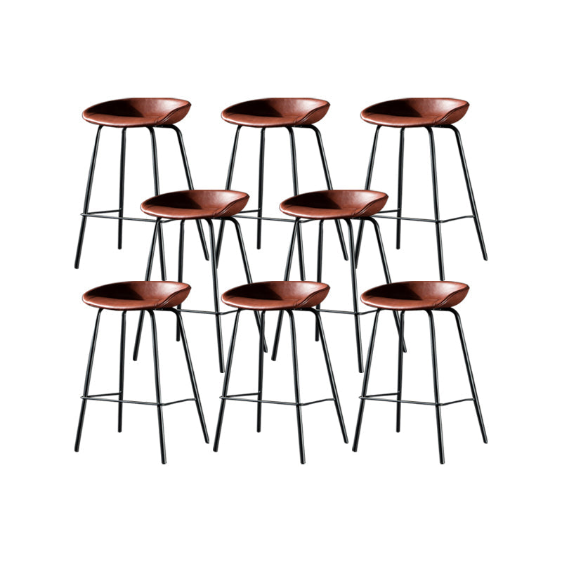 Taburete moderno de cuero falso de cuero de cuero sin respaldo con reposapiés