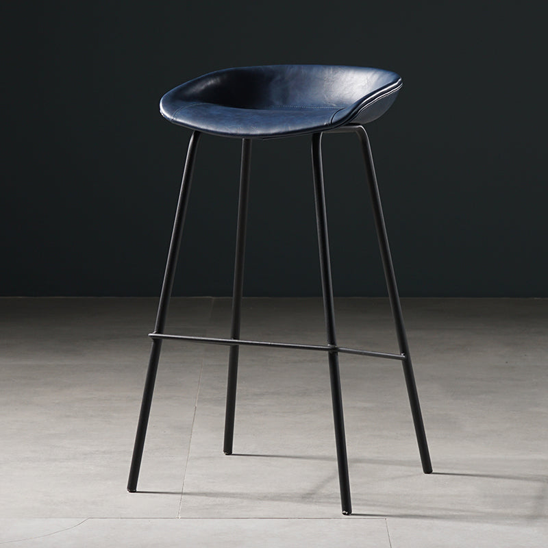 Taburete moderno de cuero falso de cuero de cuero sin respaldo con reposapiés