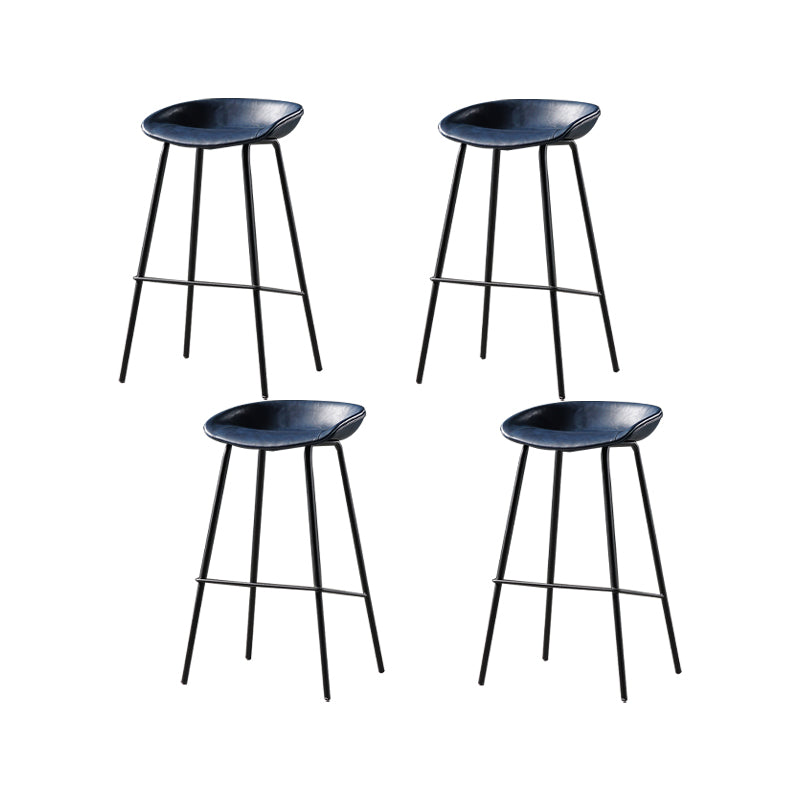 Taburete moderno de cuero falso de cuero de cuero sin respaldo con reposapiés