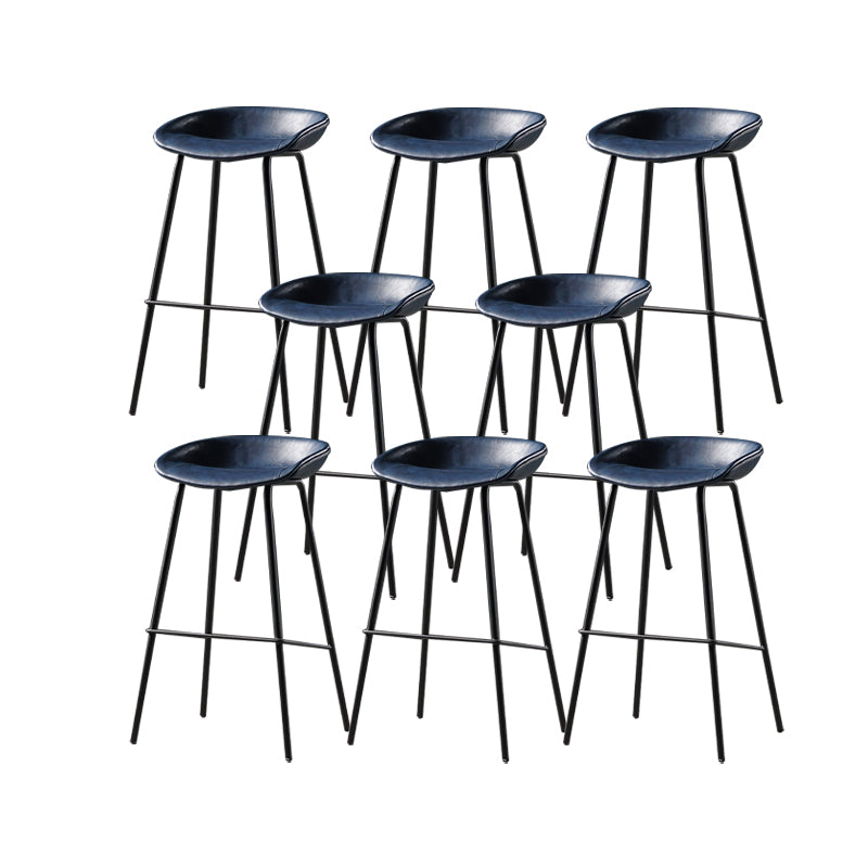 Taburete moderno de cuero falso de cuero de cuero sin respaldo con reposapiés