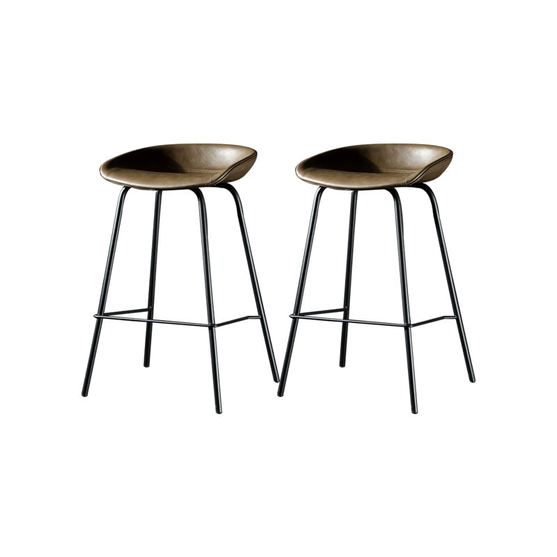 Taburete moderno de cuero falso de cuero de cuero sin respaldo con reposapiés