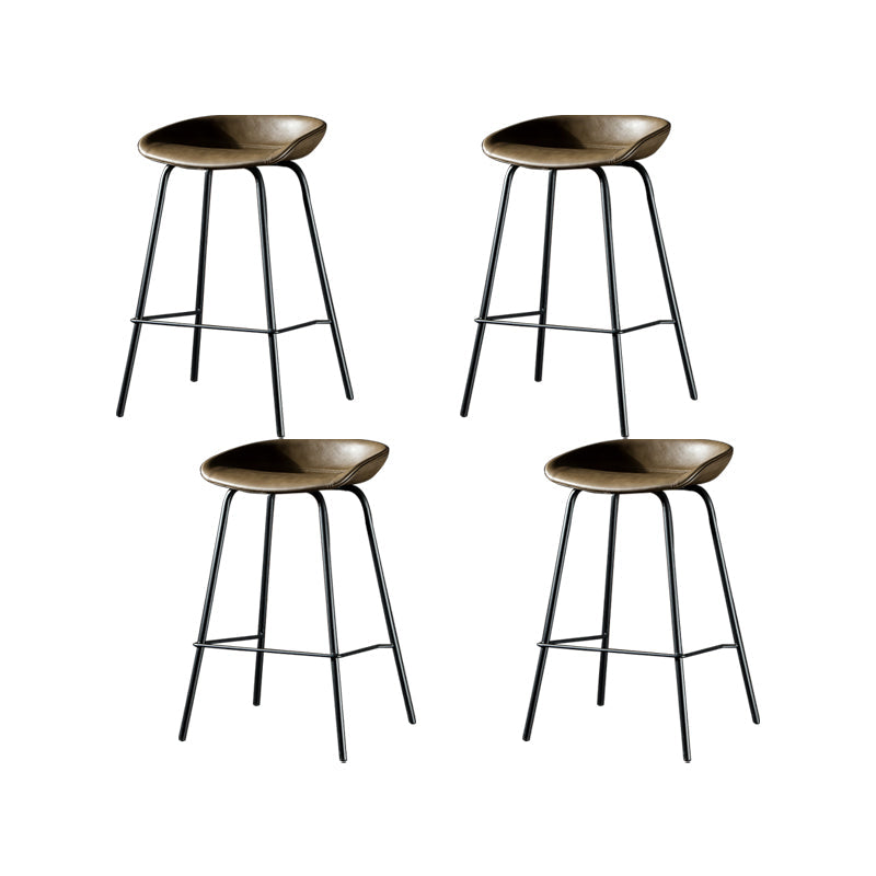 Taburete moderno de cuero falso de cuero de cuero sin respaldo con reposapiés