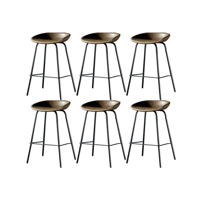 Taburete moderno de cuero falso de cuero de cuero sin respaldo con reposapiés