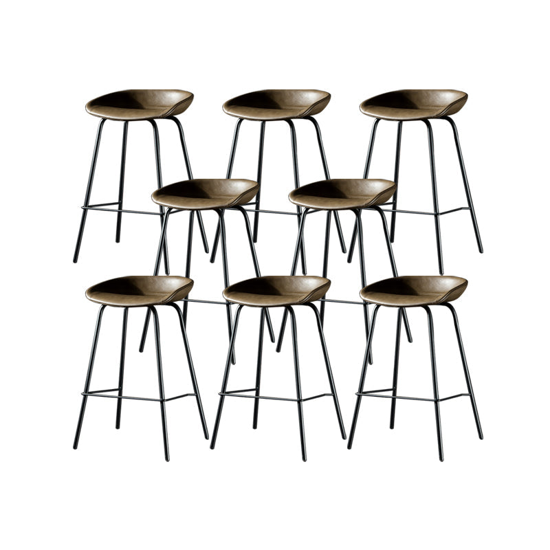 Taburete moderno de cuero falso de cuero de cuero sin respaldo con reposapiés