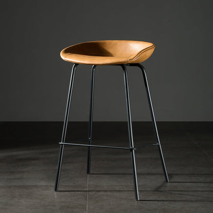 Taburete moderno de cuero falso de cuero de cuero sin respaldo con reposapiés