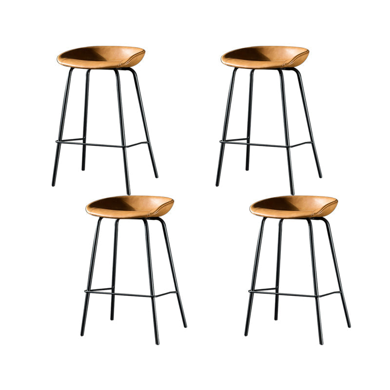 Taburete moderno de cuero falso de cuero de cuero sin respaldo con reposapiés