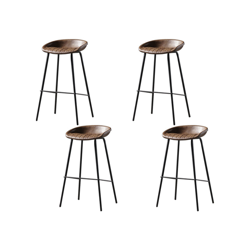 Taburete moderno de cuero falso de cuero de cuero sin respaldo con reposapiés