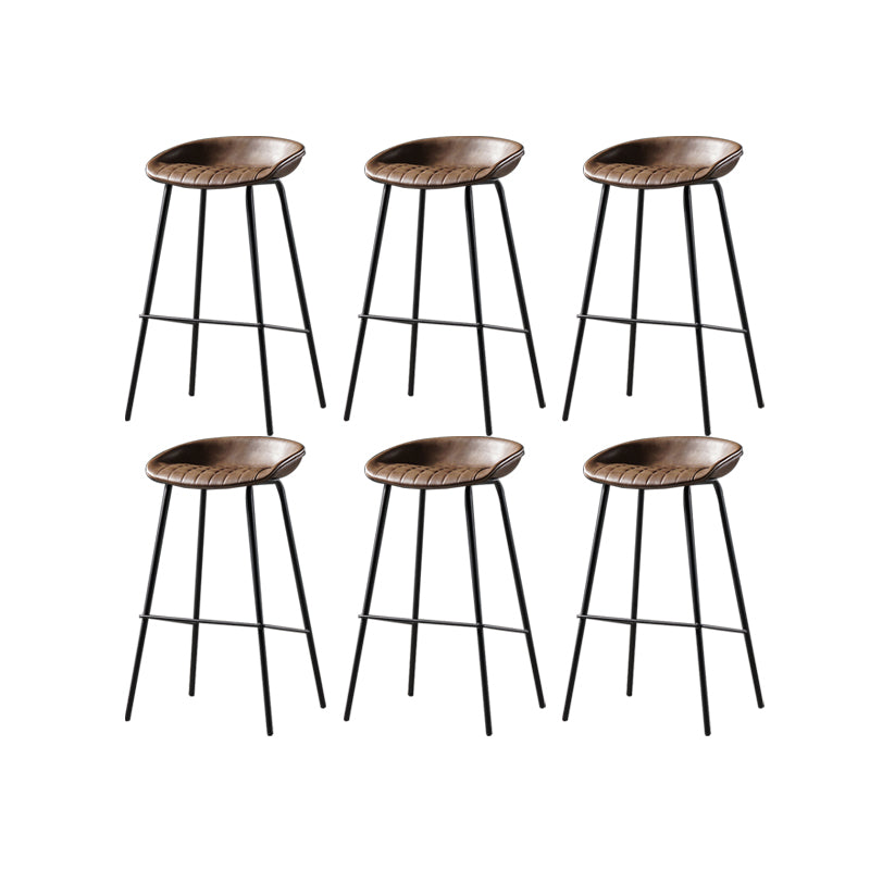 Taburete moderno de cuero falso de cuero de cuero sin respaldo con reposapiés