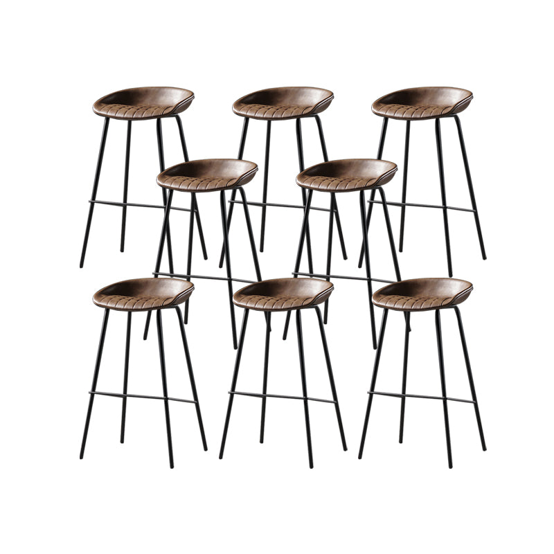 Taburete moderno de cuero falso de cuero de cuero sin respaldo con reposapiés