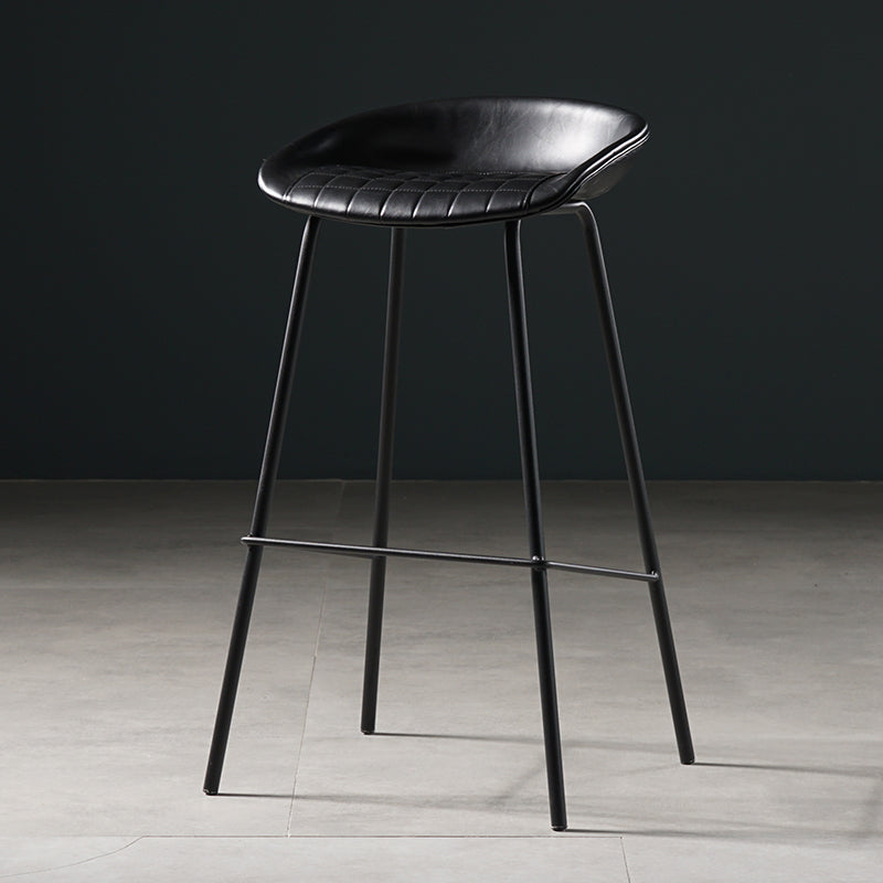Taburete moderno de cuero falso de cuero de cuero sin respaldo con reposapiés