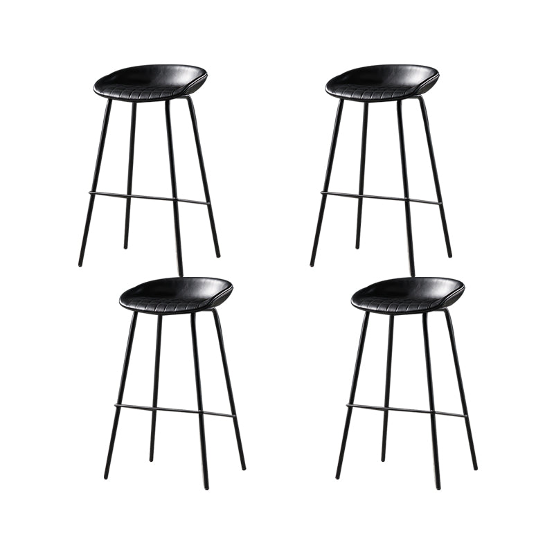 Taburete moderno de cuero falso de cuero de cuero sin respaldo con reposapiés