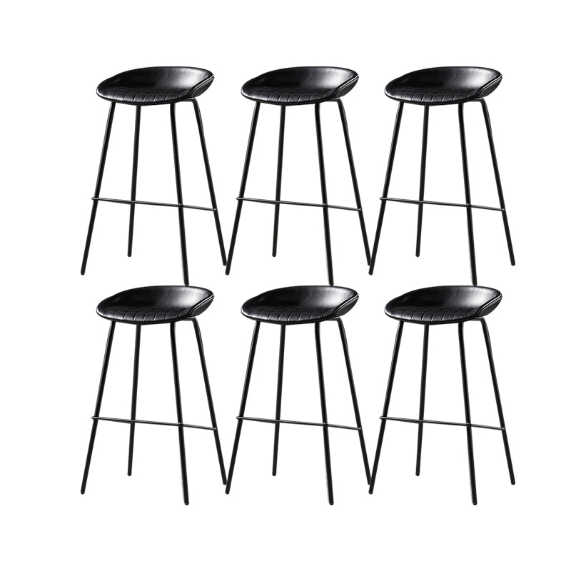 Taburete moderno de cuero falso de cuero de cuero sin respaldo con reposapiés