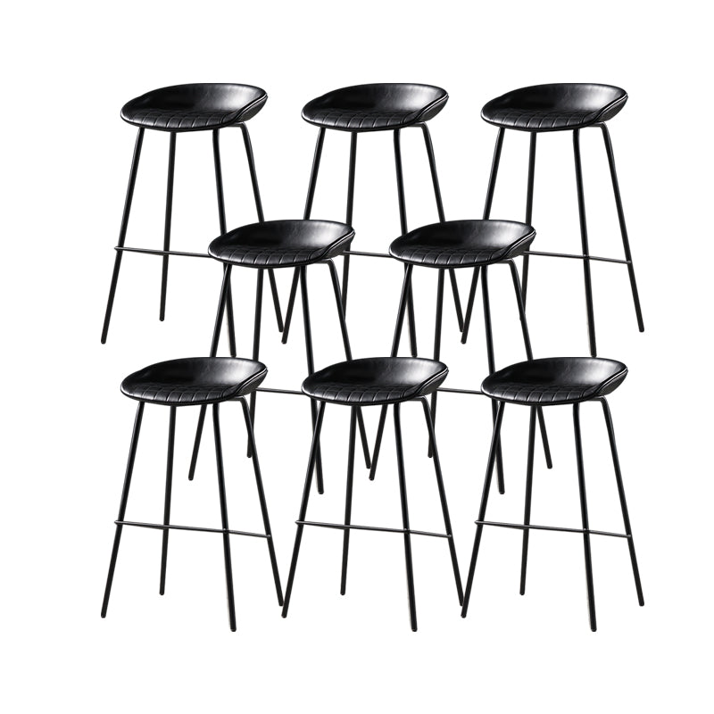 Taburete moderno de cuero falso de cuero de cuero sin respaldo con reposapiés