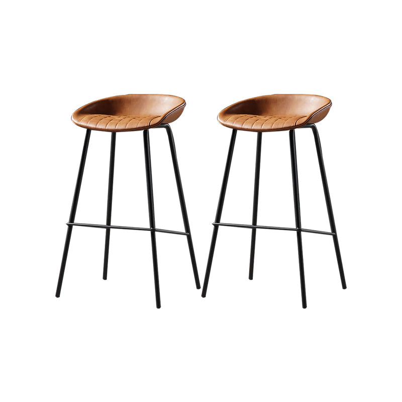 Taburete moderno de cuero falso de cuero de cuero sin respaldo con reposapiés