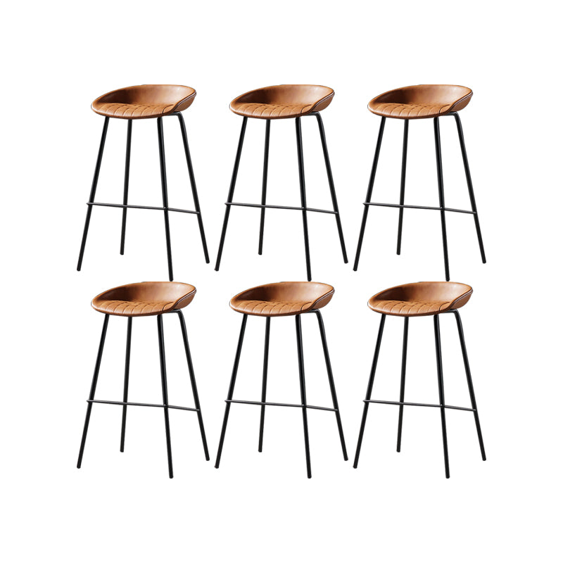 Taburete moderno de cuero falso de cuero de cuero sin respaldo con reposapiés