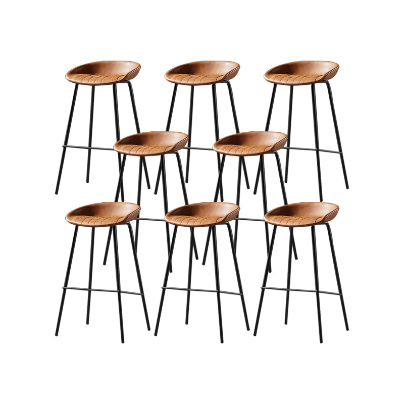 Taburete moderno de cuero falso de cuero de cuero sin respaldo con reposapiés