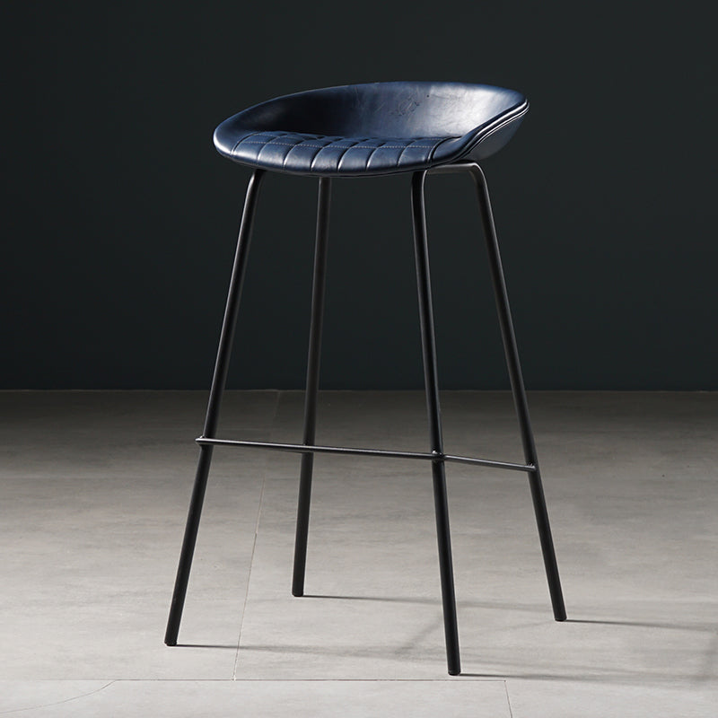 Taburete moderno de cuero falso de cuero de cuero sin respaldo con reposapiés