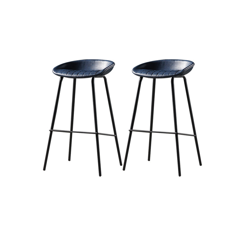 Taburete moderno de cuero falso de cuero de cuero sin respaldo con reposapiés