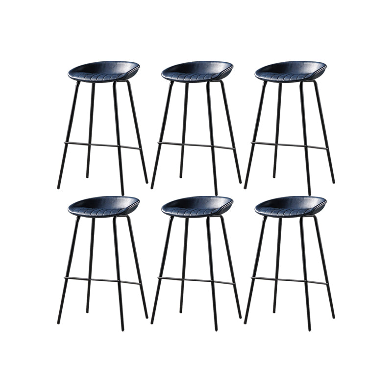 Taburete moderno de cuero falso de cuero de cuero sin respaldo con reposapiés