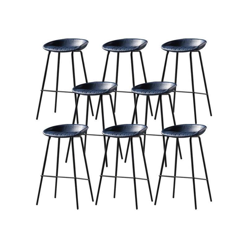 Taburete moderno de cuero falso de cuero de cuero sin respaldo con reposapiés