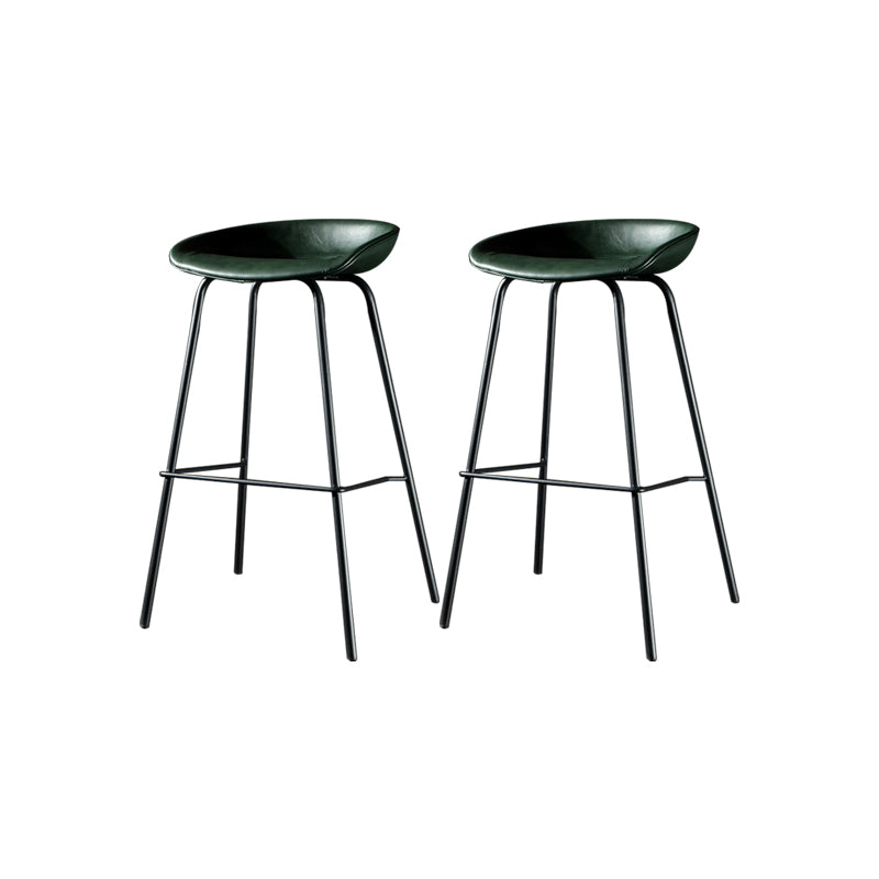 Taburete moderno de cuero falso de cuero de cuero sin respaldo con reposapiés