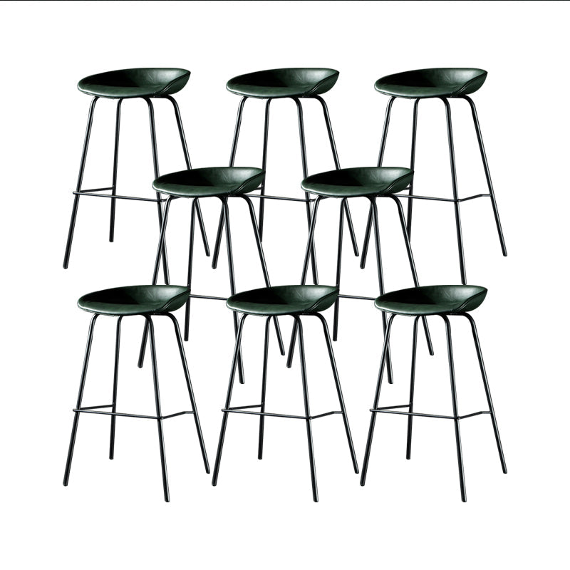 Taburete moderno de cuero falso de cuero de cuero sin respaldo con reposapiés